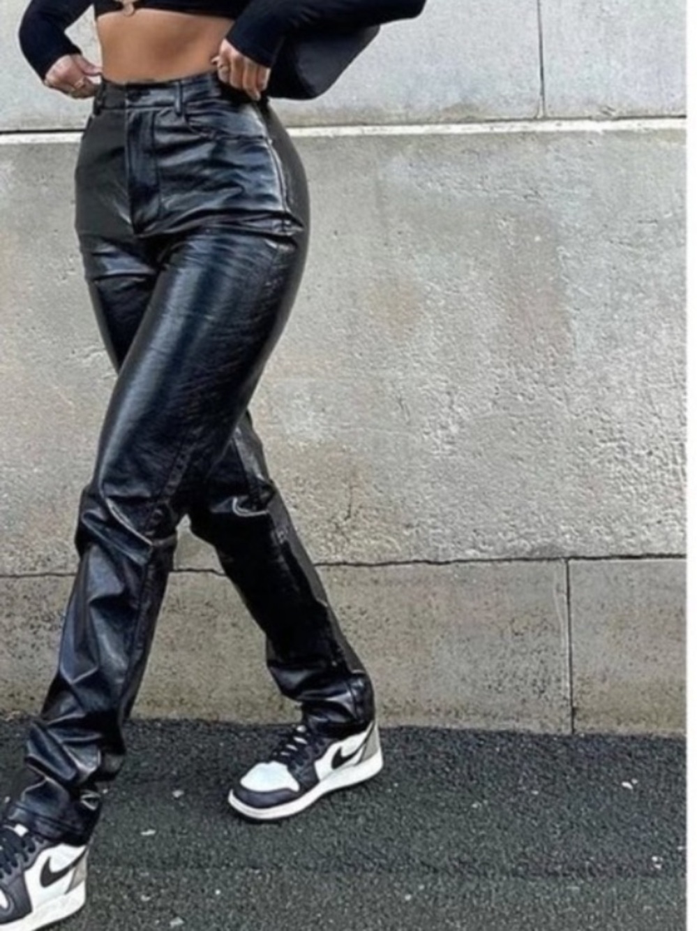 White Fox Vegan Faux Leather High Rise I’m The Only One Pants Size M Black